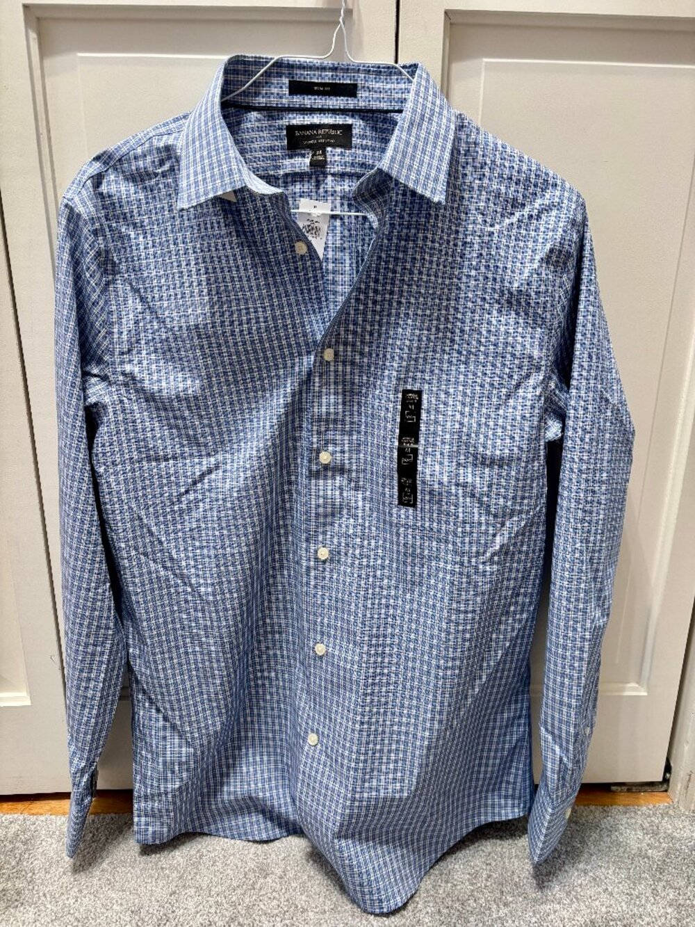 NWT Banana Republic Men Slim Fit Wrinkle Resistant Plaid Shirt M